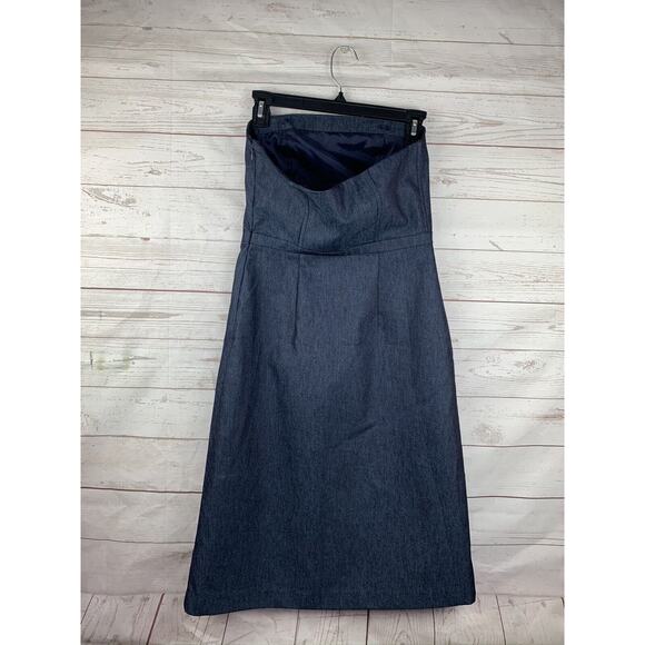 MERONA Dress Womens size 2 Denim Jean Strapless Pencil Knee Length‎ - Picture 5 of 7